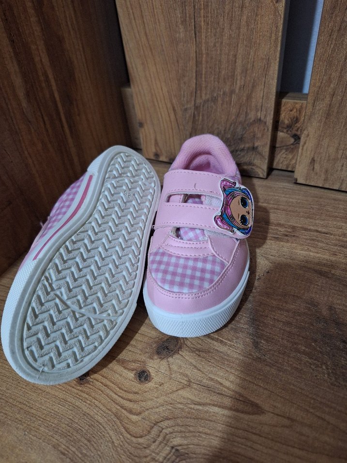 Kız Çocuk Pembe Kareli Cırt Cırtlı Spor Ayakkabı - Görsel 4
