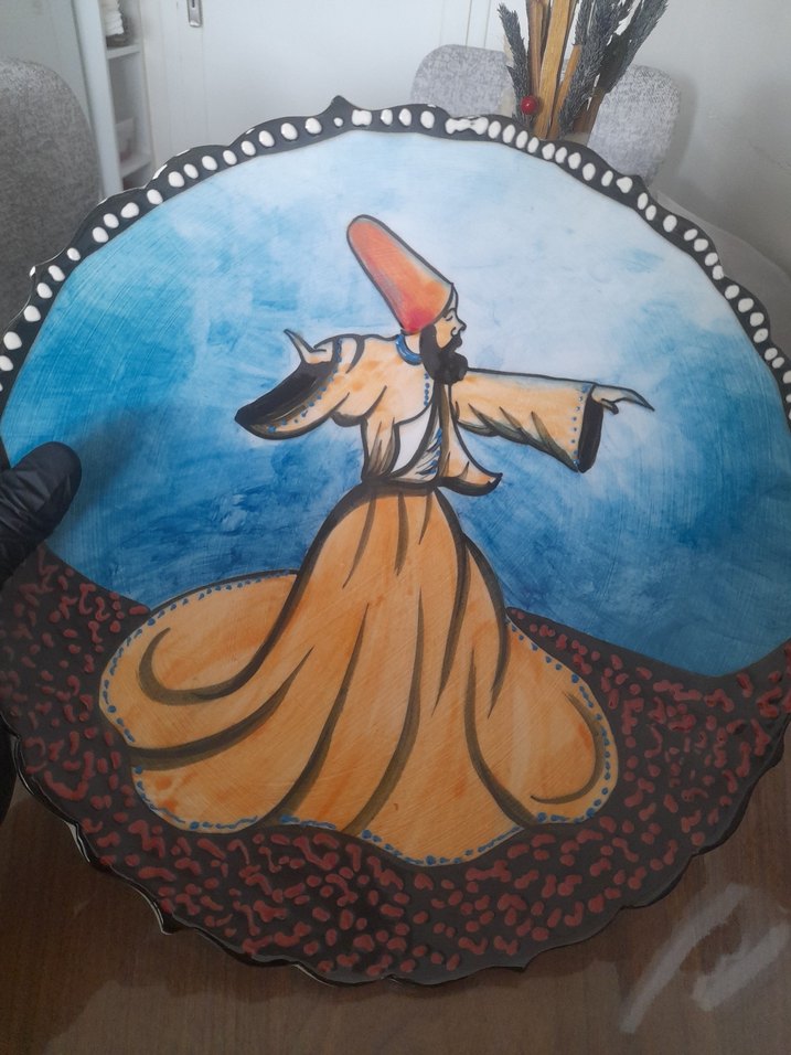 Beyaz Desenli Tabak - Derviş İmzalı - Görsel 3