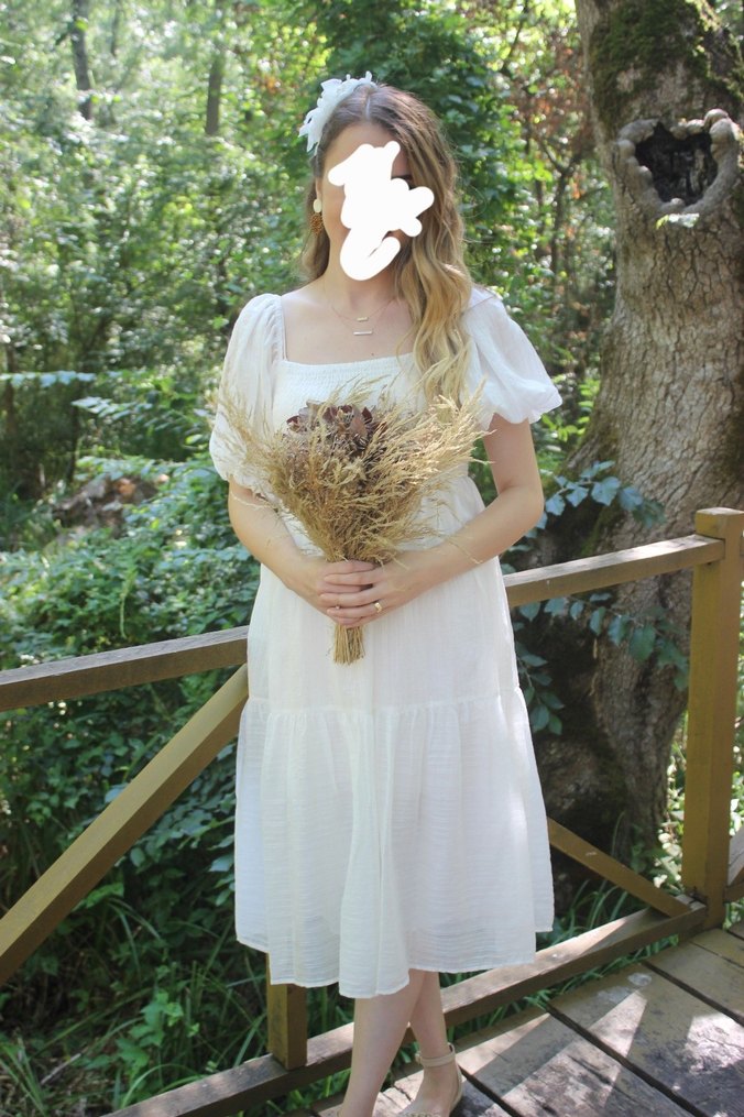 Beyaz Fırfırlı Bohem Çiçek Toka - Görsel 3