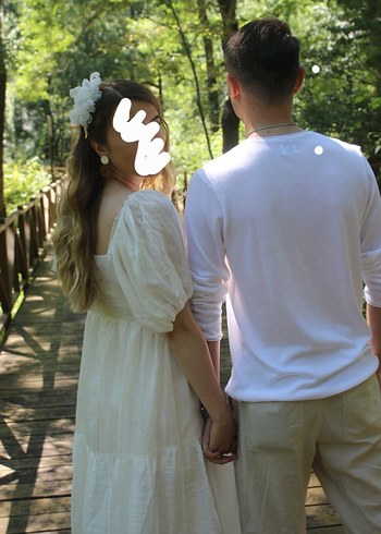 Bohem Beyaz Midi Gelinlik - Görsel 2