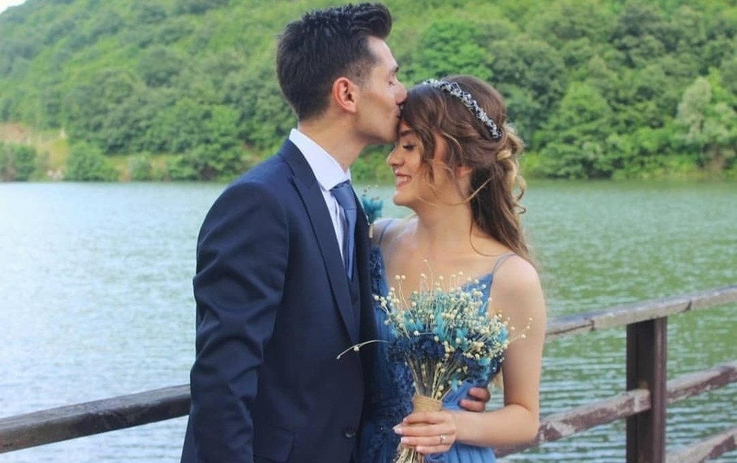 Uzun Boncuklu Mavi Gri Nakışlı Kadın Taç - Görsel 2