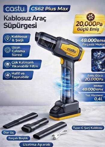 Castu CS62 Plus Max Çok Amaçlı El Süpürgesi - Görsel 2