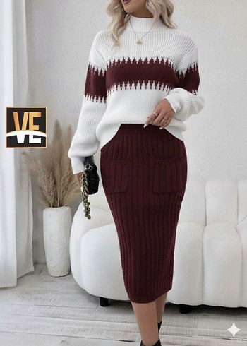 Bej Uzun Kollu Triko Elbise - Görsel 2