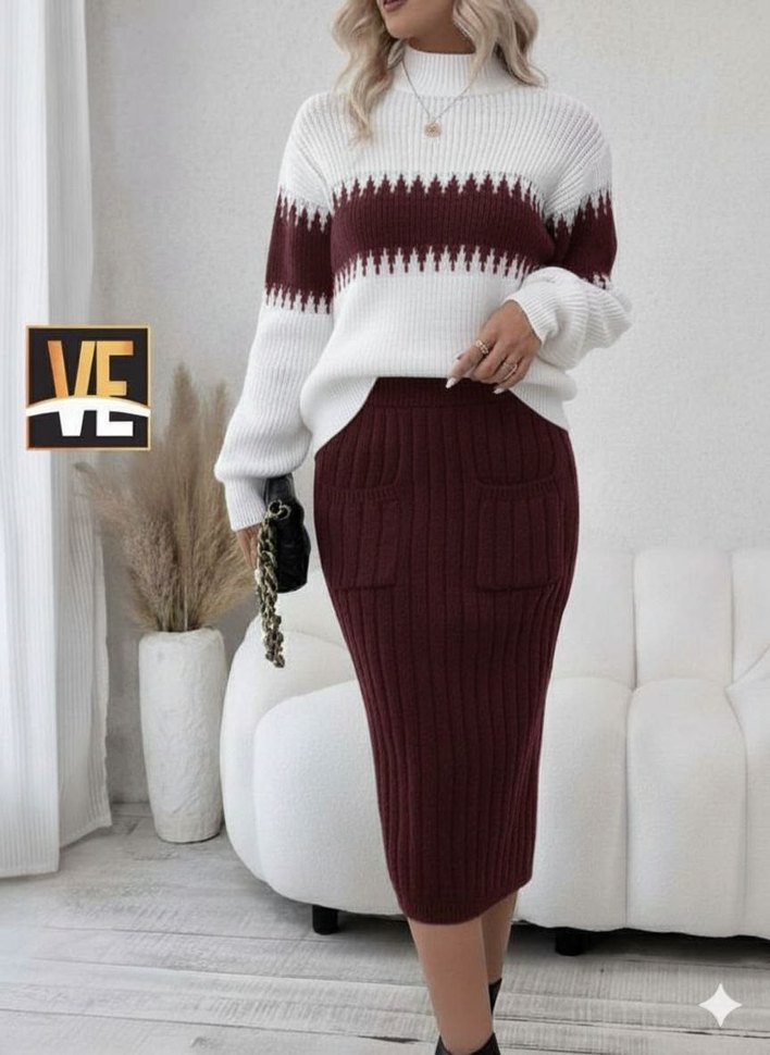 Bej Uzun Kollu Triko Elbise - Görsel 2