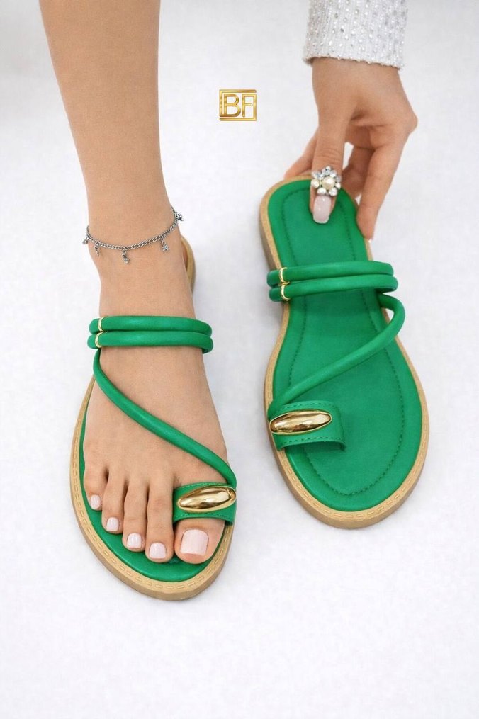 Kadın Parlak Kahverengi Bohem Stiletto Sandalet - Görsel 3