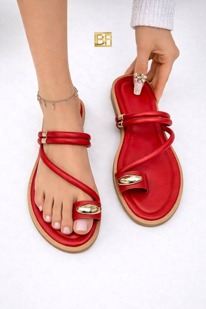 Kadın Parlak Kahverengi Bohem Stiletto Sandalet - Görsel 4