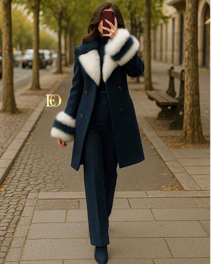 Uzun Kürk Detaylı Kadın Kaban - Görsel 2