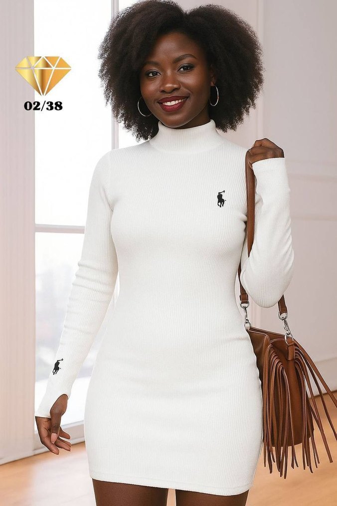 Yüksek Yakalı Triko Elbise - Görsel 3