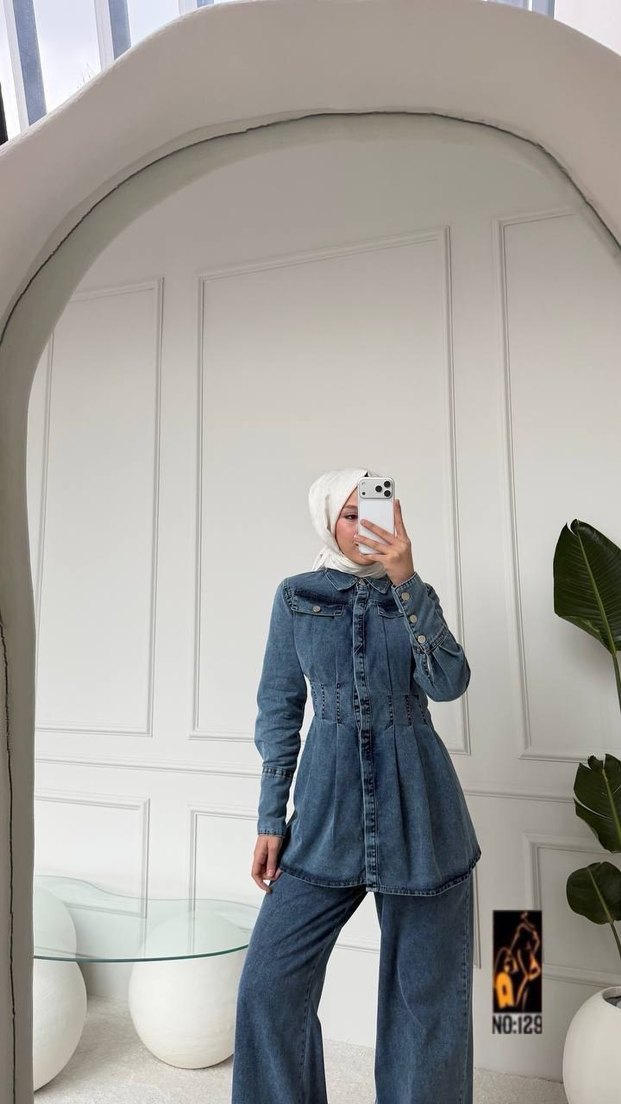 Kadın Denim Takım - Normal Boy, Uzun Kollu - Görsel 3