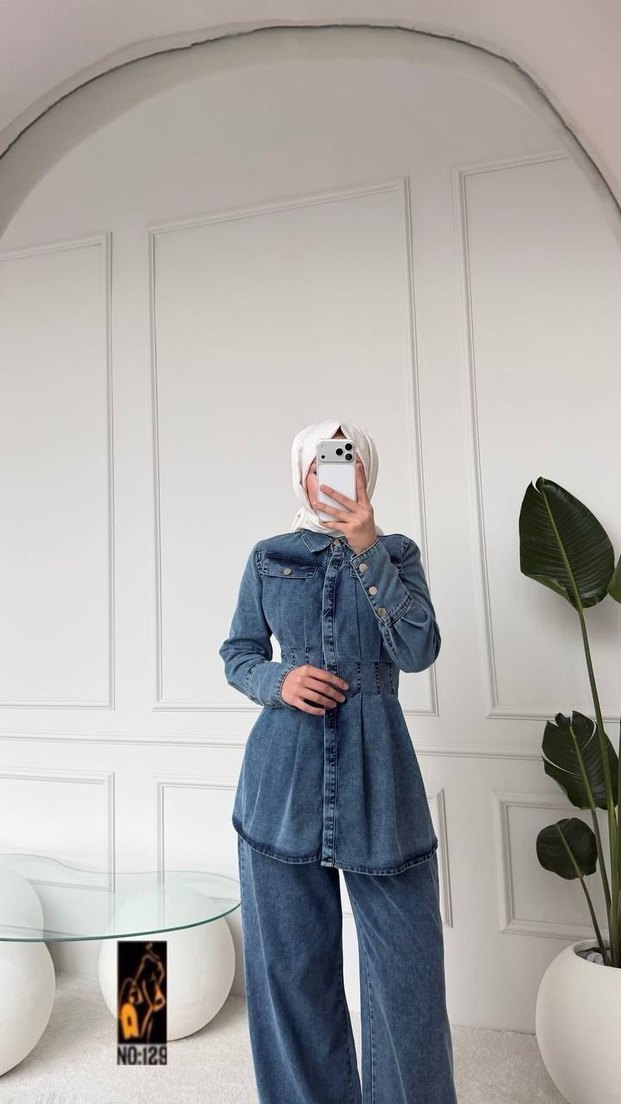 Kadın Denim Takım - Normal Boy, Uzun Kollu - Görsel 2