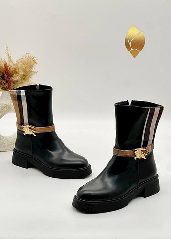 Burberry Siklik Ve Rahatlik Siyah Deri Bilek Botu