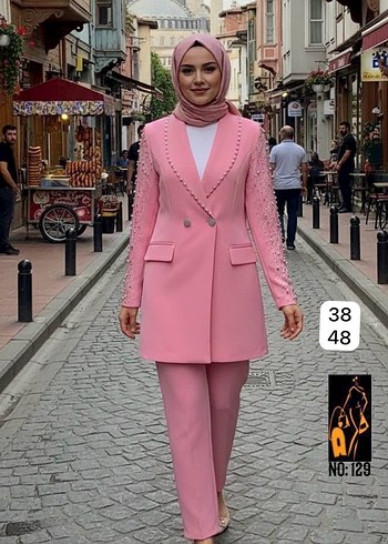 Diğer Tasli Uzun Ceket Pantolon Takim