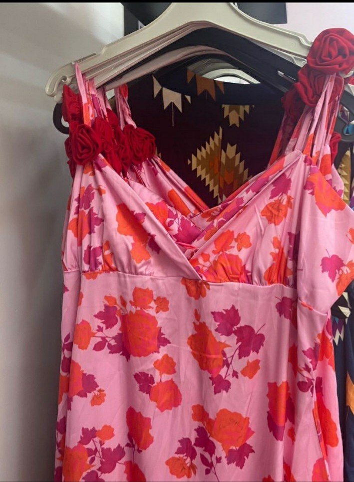 Saten kadın şık elbise - Görsel 2