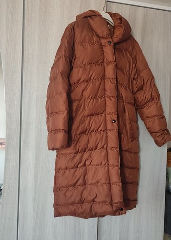 s Beden turuncu Renk kadın uzun şişme mont