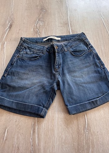 Gri Mavi Kadın Denim Mini Şort