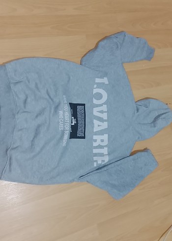 Gri Kapüşonlu Kadın Sweatshirt - Görsel 2