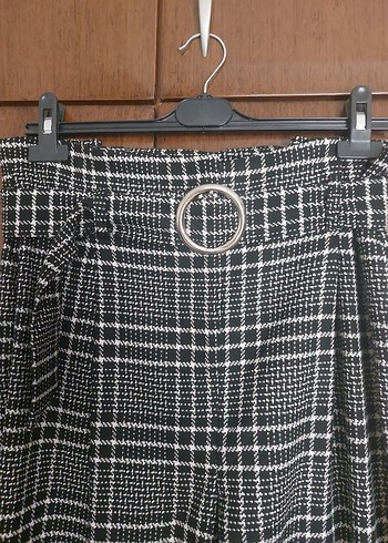 Tokalı Gri Ekose Midi Kadın Pantolon - Görsel 5