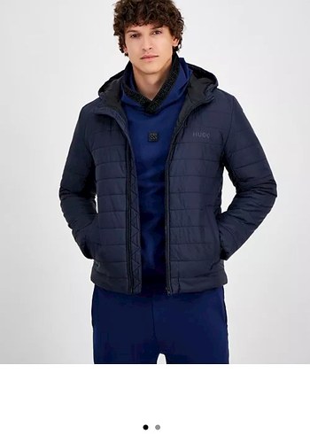 Hugo Boss Erkek Mavi Kapüşonlu Mont - Görsel 2