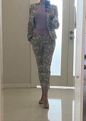 Su yeşili kendinden desenli takım - Görsel 2