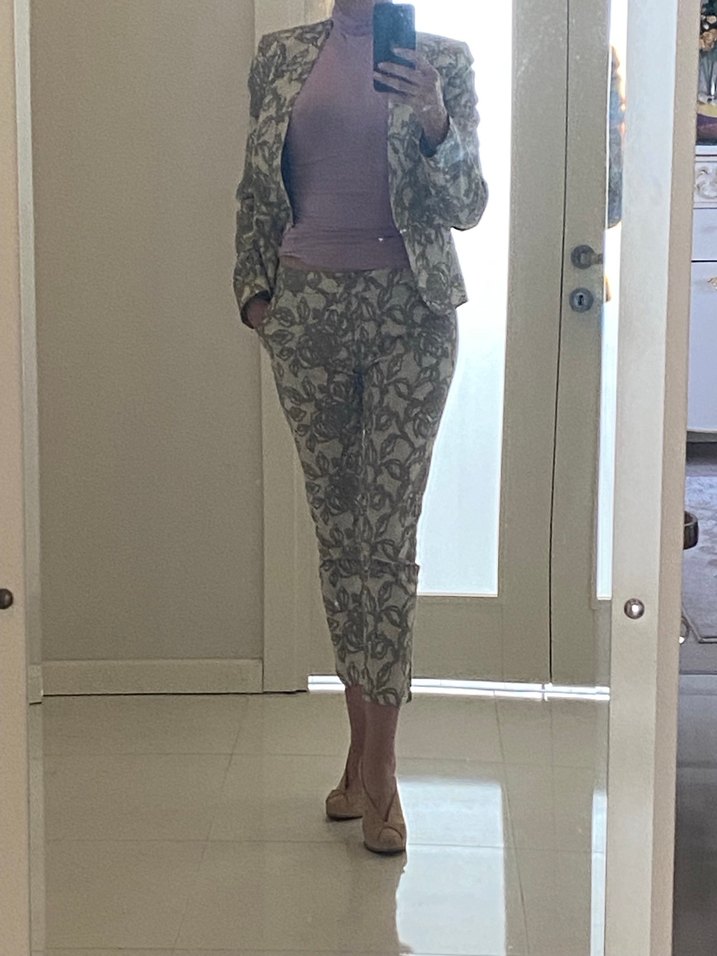 Su yeşili kendinden desenli takım - Görsel 2