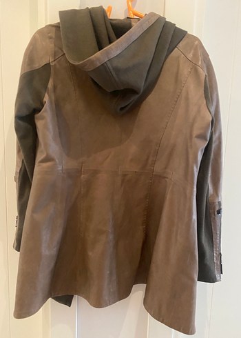 Kahverengi Kadın Deri Biker Ceket - Görsel 3