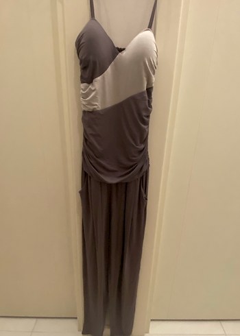 Kadın bej Askılı Midi Tulum - Görsel 4