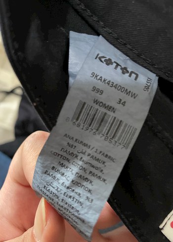 Koton Kadın Siyah Dar Kesim Denim Pantolon
