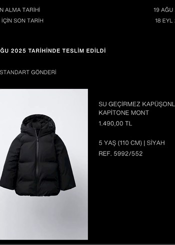 Zara su geçirmez çocuk mont 5 yaş - Görsel 5