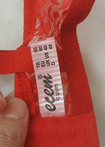 diğer Beden Kırmızı Dantel Midi Sütyen 90 beden içi dolgulu