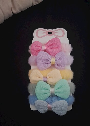 Diger Pastel Renkli Fiyonklu Çocuk Toka Seti