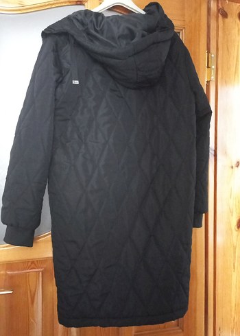 Düğmeli Siyah Kadın Midi Mont - Görsel 3