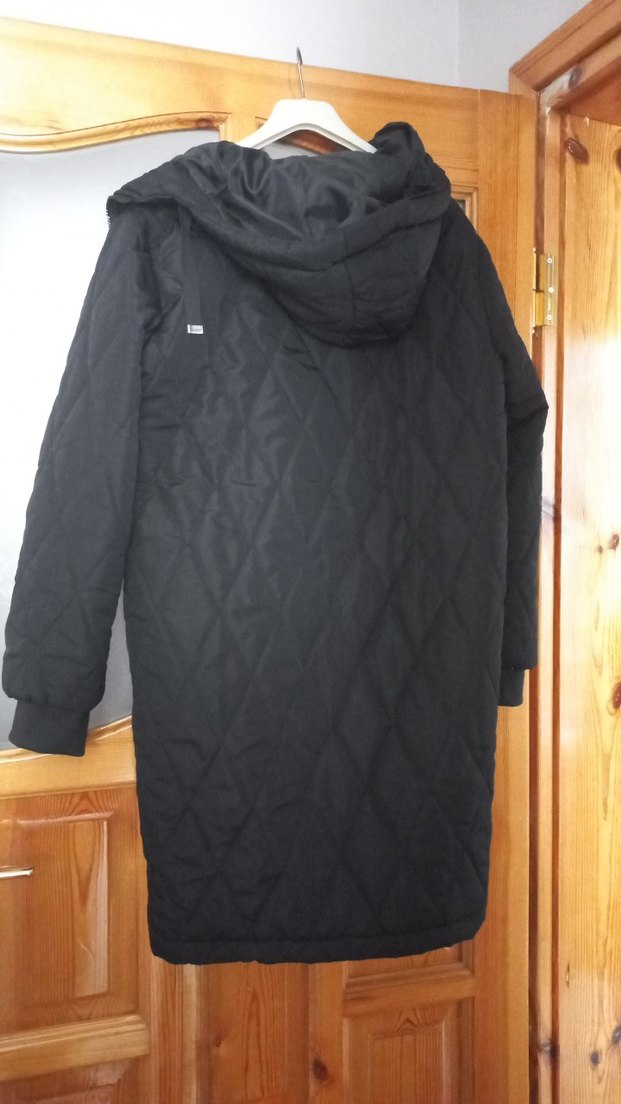 Düğmeli Siyah Kadın Midi Mont - Görsel 3