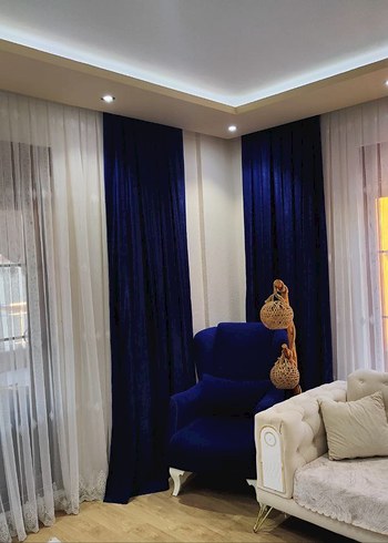 kanat pileli fon perde sakx mavisi 4 adet fiyat - Görsel 5