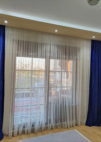 kanat pileli fon perde sakx mavisi 4 adet fiyat - Görsel 2
