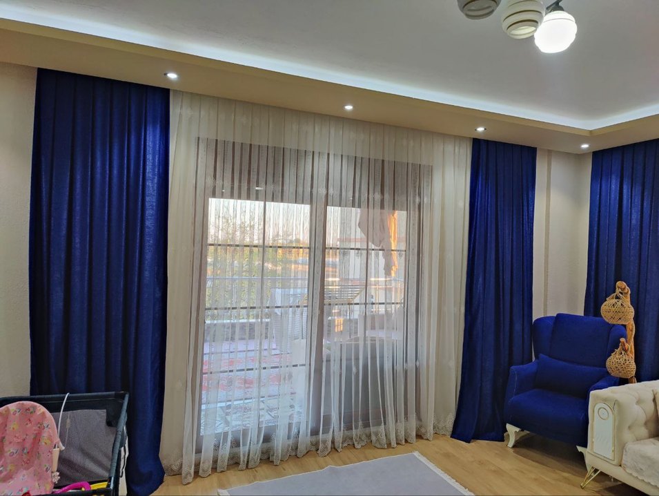 kanat pileli fon perde sakx mavisi 4 adet fiyat - Görsel 2