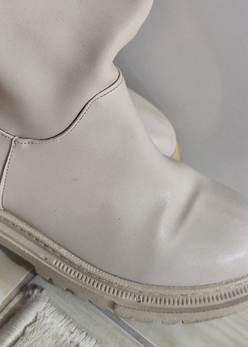 Bej Kadın Dizüstü Çizme Stiletto Topuklu - Görsel 3