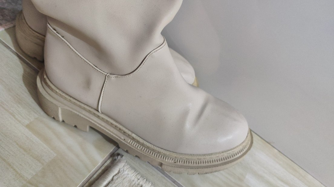 Bej Kadın Dizüstü Çizme Stiletto Topuklu - Görsel 3