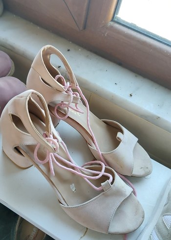 Pudra Pembe Bağcıklı İnce Topuklu Kadın Ayakkabı - Görsel 4