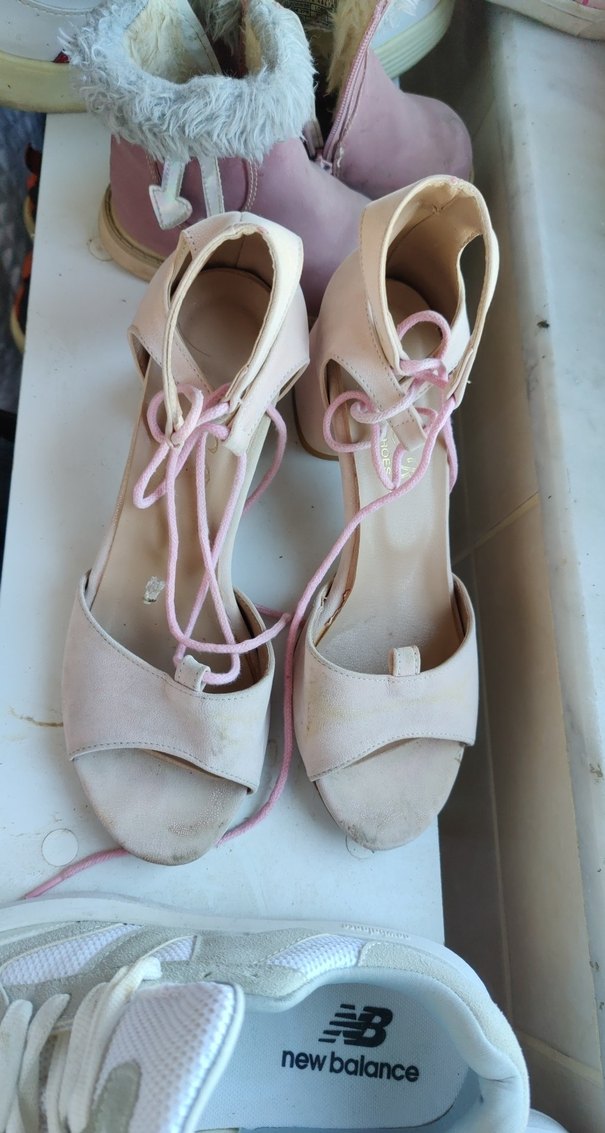 Pudra Pembe Bağcıklı İnce Topuklu Kadın Ayakkabı - Görsel 5