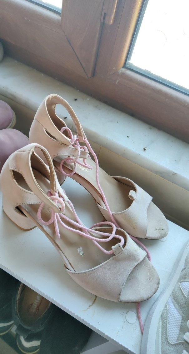 Pudra Pembe Bağcıklı İnce Topuklu Kadın Ayakkabı - Görsel 4