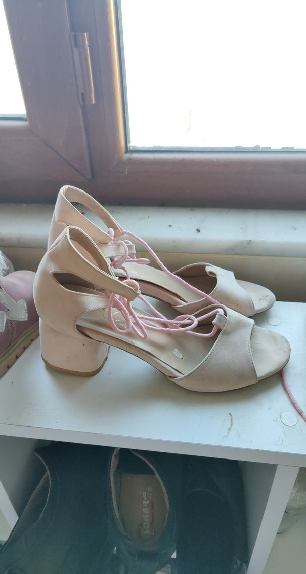 Pudra Pembe Bağcıklı İnce Topuklu Kadın Ayakkabı - Görsel 2