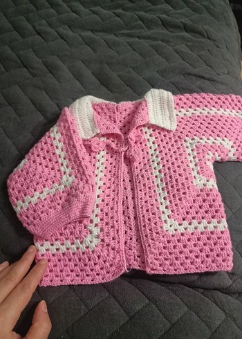 Pembe Örgü Kız Hırka - Görsel 2