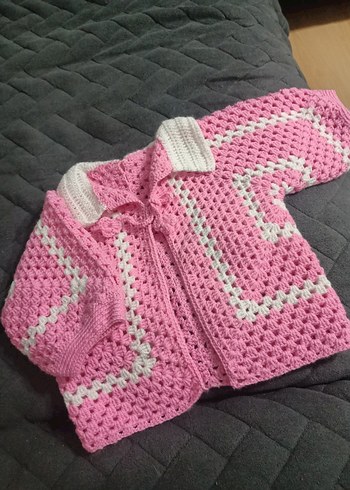 Pembe Örgü Kız Hırka - Görsel 3