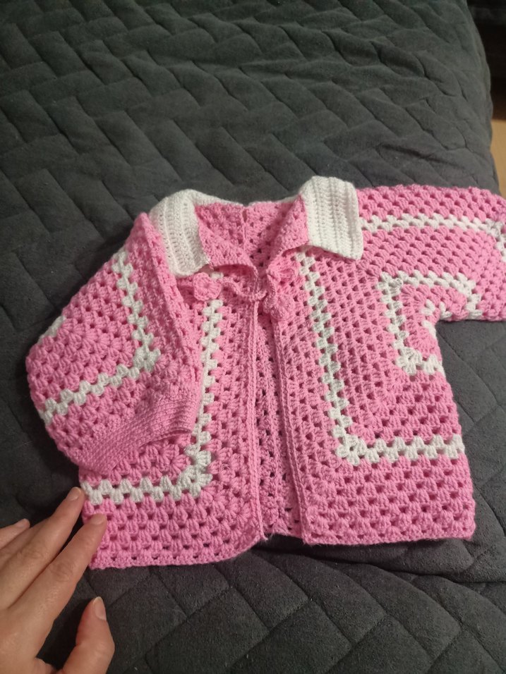 Pembe Örgü Kız Hırka - Görsel 2