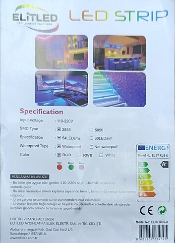 RGB 5 METRE ŞERİT LED IP65 SU GEÇİRMEZ