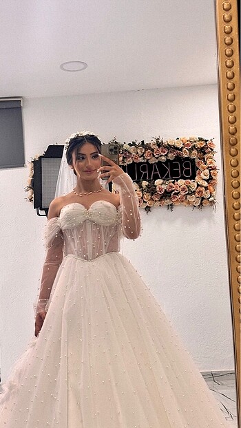 İncili sindirella model gelinlik