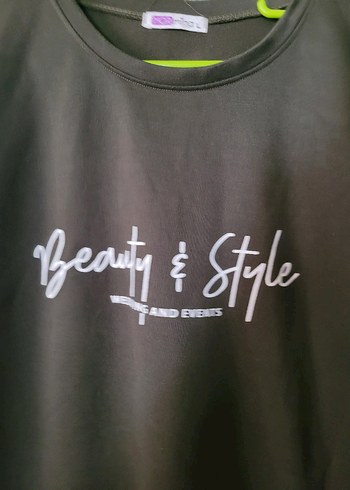 Haki yeşili Baskılı Uzun Kollu Kadın Sweatshirt - Görsel 2