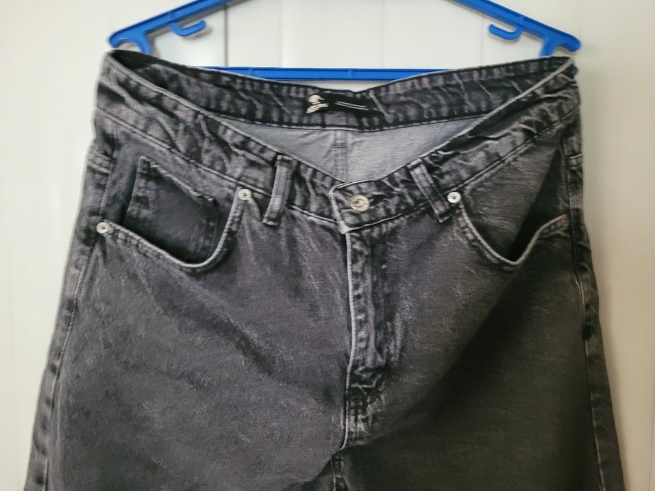 Gri Bol Kesim Kadın Denim Pantolon - Görsel 2