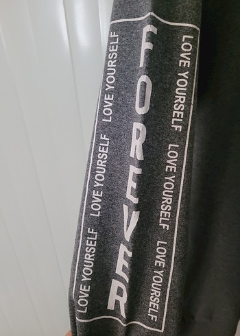 Gri Kapüşonlu Uzun Kollu Sweatshirt - Görsel 3