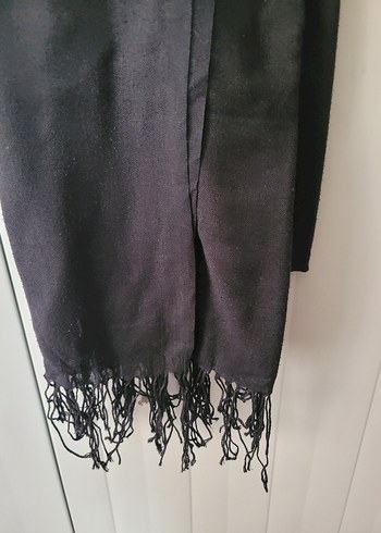 Siyah, Püsküllü Kadın Şal - Görsel 2